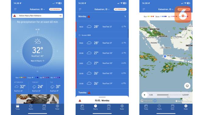 <p>Aplikasi AccuWeather di HP Android dan iOS. (Liputan6.com/ Yuslianson)</p>