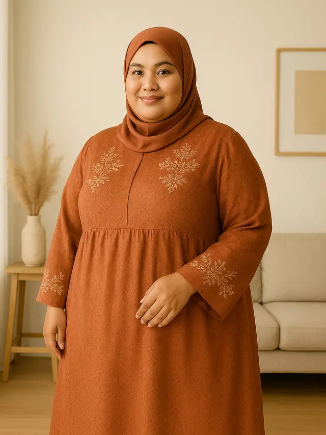 9 Rekomendasi Gamis Brokat untuk Orang Gemuk, Tampil Anggun dan Nyaman Dipakai