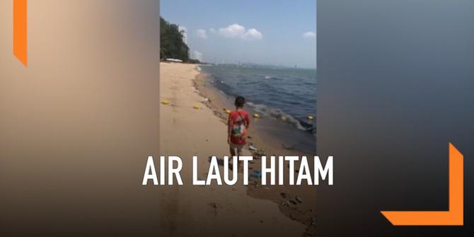 VIDEO: Tercemar, Air Laut Thailand Berubah Jadi Hitam