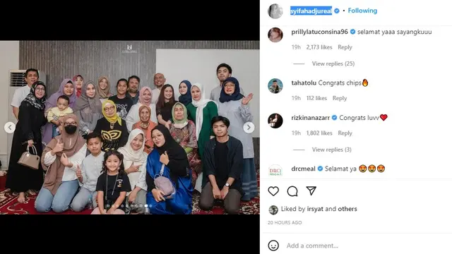 Syifa Hadju tampil memakai hijab ketika menggelar acara syukuran rumah baru (Foto: Instagram syifahadjureal/hargabro)
