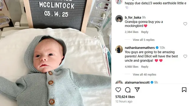 Potret cucu Eminem, Elliot Marshall McClintock. (Tangkapan layar Instagram/ hailiejade)