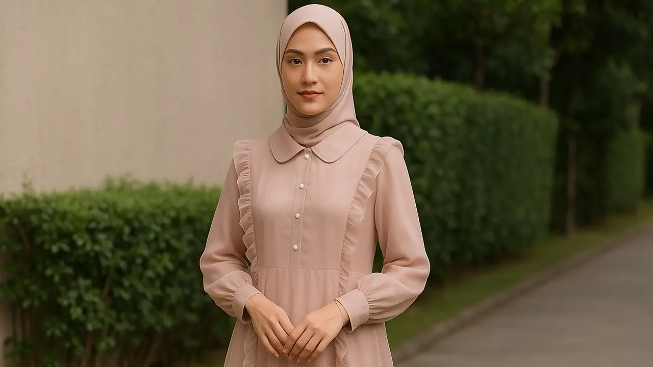 Model Gamis Kerah Rebah (Foto: ChatGPT)