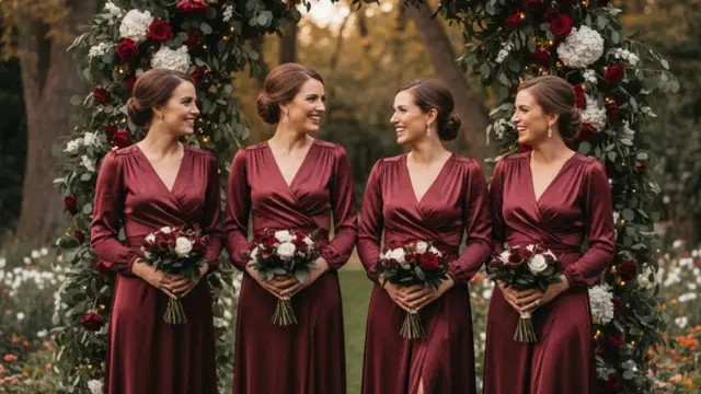 Ilustrasi Model Gaun Bridesmaid Satin/Gemini AI