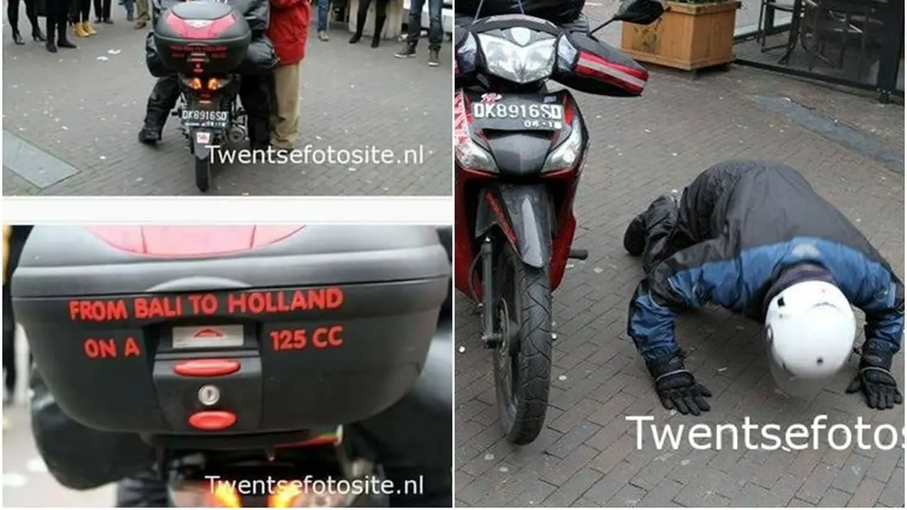 Naik Honda Supra X125 dari Bali ke Belanda, Bule Viral di Medsos