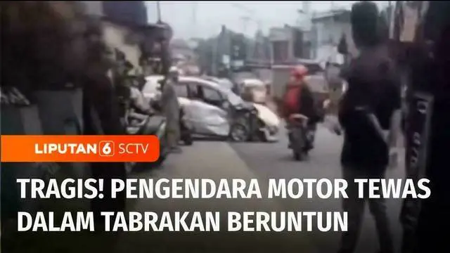 Seorang pengendara sepeda motor tewas saat terjadi tabrakan beruntun yang melibatkan tiga kendaraan di jalan nasional Cipatat, Kabupaten Bandung Barat, Jawa Barat. Kecelakaan terjadi akibat salah satu kendaraan kehilangan kendali saat menyalip.