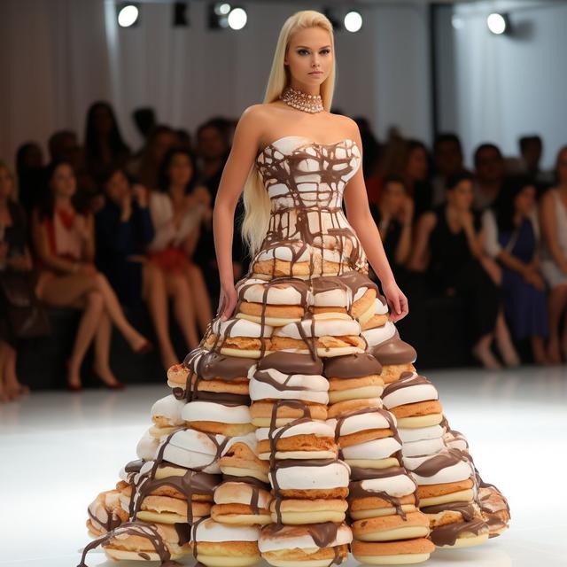6 Editan Foto Gaun Fashion Show Bentuk Makanan Ini Bikin Lapar Lihatnya