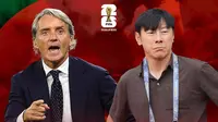 Kualifikasi Piala Dunia 2026 - Arab Saudi Vs Timnas Indonesia - Roberto Mancini Vs Shin Tae-yong (Bola.com/Adreanus Titus)