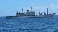 Kapal Angkatan Laut China (People Liberation Army Navy) yang tiba di Perairan Bali, Minggu (2/5/2021),  untuk membantu Indonesia mengevakuasi kapal selam KRI Nanggala 402 yang tenggelam pada 21 April lalu. (Ist)