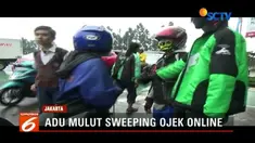 Sejumlah pengemudi ojek online melakukan razia atau sweeping sebelum demo. Adu mulut dengan sesama pengemudi ojek online pun terjadi saat penumpang diminta turun sebelum tiba di tujuan.