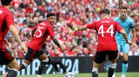 Penyerang Manchester United Jadon Sancho&nbsp;dalam pertandingan persahabatan pramusim melawan&nbsp;&nbsp;Athletic Bilbao di Aviva Stadium, Dublin, Minggu, 6 Agustus 2023. (Paul Faith / AFP)