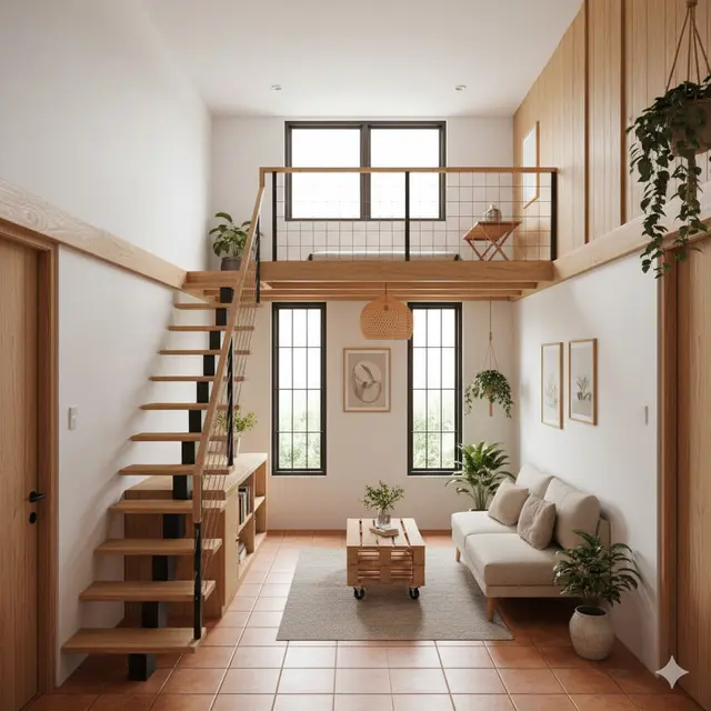 7 Desain Rumah Mezzanine Kecil Tanpa Tangga Beton, Praktis dan Hemat Ruang di 2025