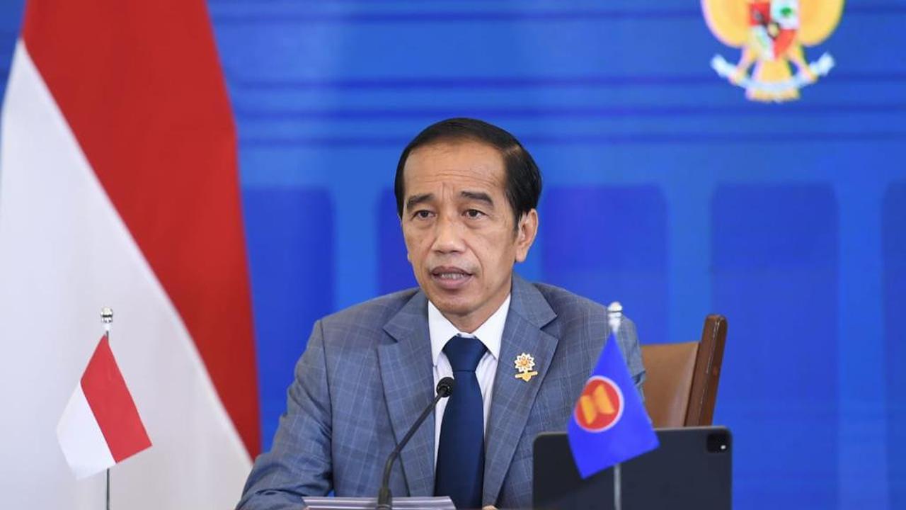 Jokowi saat berpidato pada Konferensi Tingkat Tinggi (KTT) ke-18 ASEAN-India secara virtual di Istana Kepresidenan Bogor Jawa Barat, Kamis (28/10/2021).