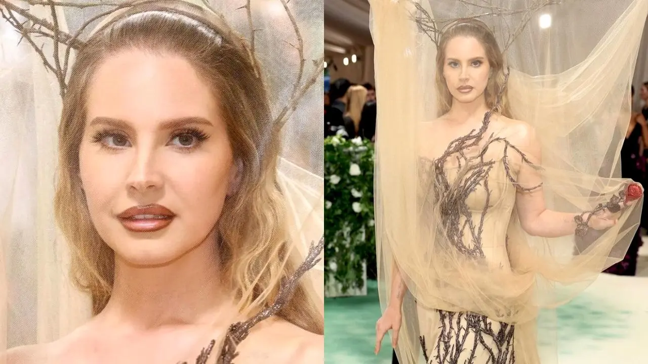 6 Potret Lana Del Rey Menjelma jadi Peri Hutan dengan Gaun Alexander McQueen di Met Gala 2024