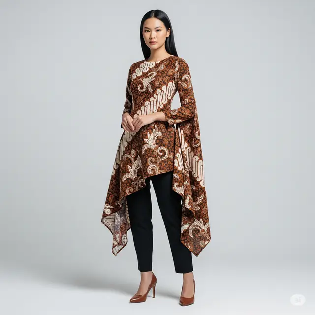 Model Atasan Batik Lengan Drape Anggun Terbaru 2025.
