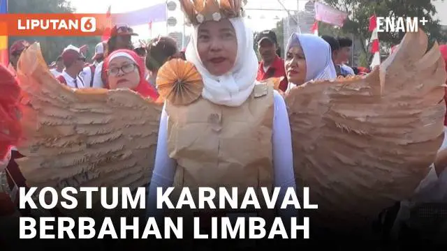 Momen kemerdekaan masih terus dirayakan masyarakat Indonesia. Ribuan warga ikuti karnaval kemerdekaan di Cipondoh, Kota Tangerang. Selain memakai baju tradisional, warga juga mengenakan kostum yang terbuat dari limbah kertas dan plastik.