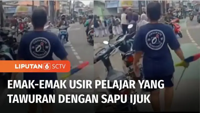 VIDEO: Emak-Emak Bubarkan Puluhan Pelajar yang Hendak Tawuran di Tebet dengan Sapu Ijuk