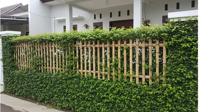 Pagar Bambu Kombinasi Tanaman Rambat