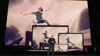 Tim Cook di panggung acara setelah Apple Arcade diperkenalkan. Kredit: YouTube resmi Apple
