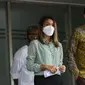 Nirina Zubir dan pengacaranya Ruben Jeffrey di Mapolda Metro Jaya, Kamis (18/11/2021)