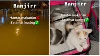 Tak hanya selamatkan manusia, ojol ini selamatkan kucing saat banjir. (Sumber: TikTok/nurrahieman93)