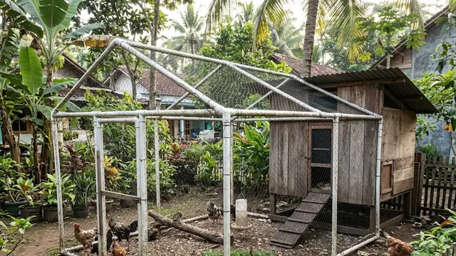 Kandang Semi Umbaran dengan Rumah Tidur Sederhana