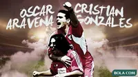 Oscar Aravena dan Cristian Gonzales. (Bola.com/Dody Iryawan)
