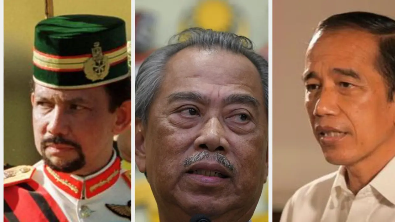 Sultan Brunei Hassanal Bokiah, PM Malaysia Muhyiddin Yassin, dan Presiden RI Jokowi.