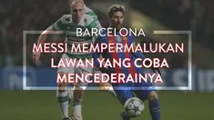 Video Lionel Messi mempermalukan Scott Brown gelandang Celtic yang mencoba mencederai dirinya dengan tekel keras di Liga Champions 2016.