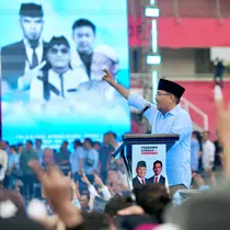 Anwar Sadad saat kampanye Prabowo-Gibran  di GOR Delta Sidoarjo, Jumat (9/2/2024). (Istimewa)
