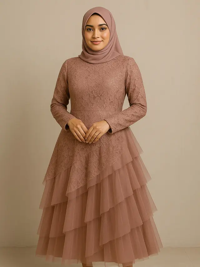 Model Gamis Brokat Kombinasi Tile (Foto: ChatGPT)