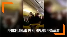 Perkelahian dua penumpang Ryanair. Bermula dari seorang penumpang mabuk yang mempermasalahkan penumpang lain yang tidak mengenakan sepatu ke toilet.