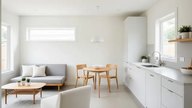 Desain Ruang Keluarga dan Ruang Dapur Tanpa Sekat di Rumah Kecil (AI)