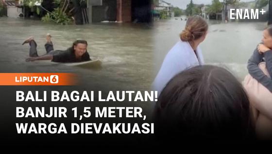 Banjir Rendam Bali, Warga dan Turis Dievakuasi dengan Perahu Karet