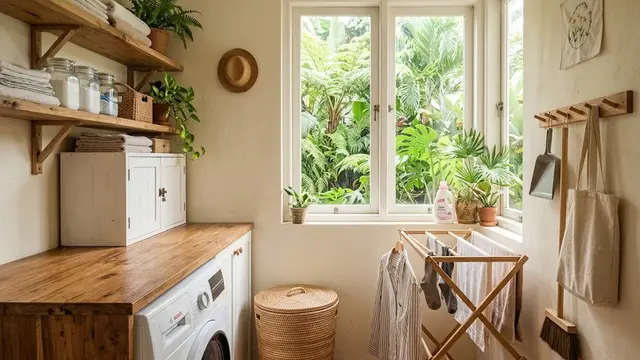 Area Jemur Bergaya Cottage yang Nyaman dan Fungsional