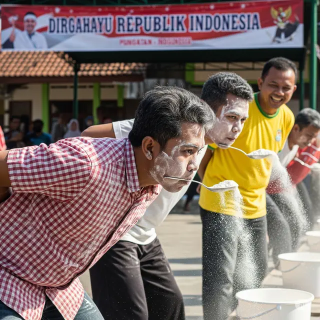 Lomba Estafet Tepung Tanpa Tangan