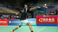 Tunggal putra Indonesia Ihsan Maulana Mustofa loloe ke semifinal Chinese Taipei Open Grand Prix 2015, Jumat (16/10/2015). (Liputan6.com/Humas PP PBSI)
