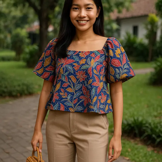 7 Model Crop Top Batik Lengan Pendek, Gaya Tradisional yang Makin Kekinian