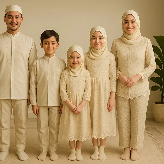 Inspirasi Model Outfit Sholat Ied Keluarga 2025 yang Serasi dan Adem/via ChatGPT