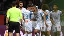 Marseille sempat mencetak gol penyeimbang pada menit ke-85 melalui William Saliba usai memanfaatkan umpan Dimitri Payet. Namun gol dianulir wasit karena William Saliba telah terperangkap offside. (AFP/Franck Fife)