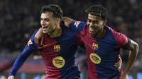 Duo bintang Barcelona, Pedri (kiri) dan Lamine Yamal. (AFP/Josep Lago)