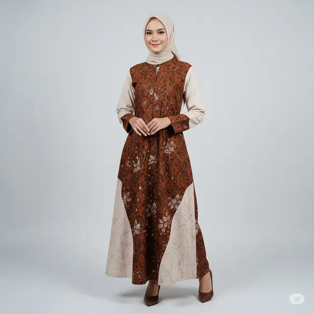 10 Model Busana Muslim Batik Kombinasi Polos yang Elegan dan Modern