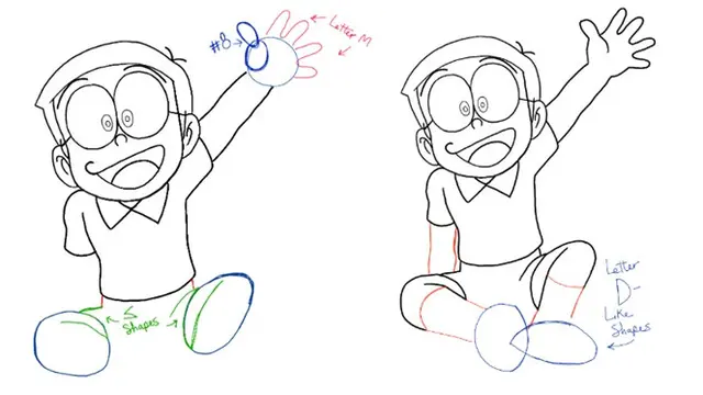 Cara Menggambar Doraemon dan Kawan-Kawan