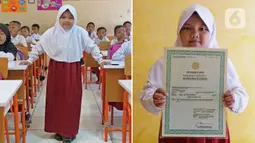 Anisa Azzahra Feni (8) menunjukkan akta kelahiran saat dijumpai di Cikarang, Jawa Barat. Anisa merasa lahir di tanggal 29 Februari unik dan beda dengan yang lain. (Liputan6.com/Herman Zakharia)