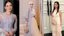 Sebelum menjadi bridesmaid di momen resepsi, Yuki Kato hadir mengenakan lace dress bernuansa pastel yang lembut saat akad nikah Febby dan Drajad. [@yukikt]