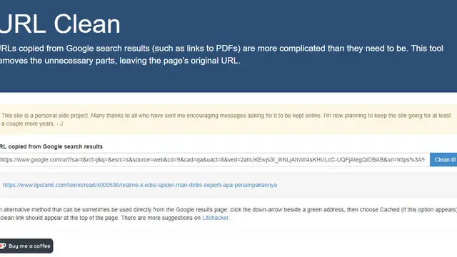 URL Clean untuk bersihkan tautan hasil pencarian Google
