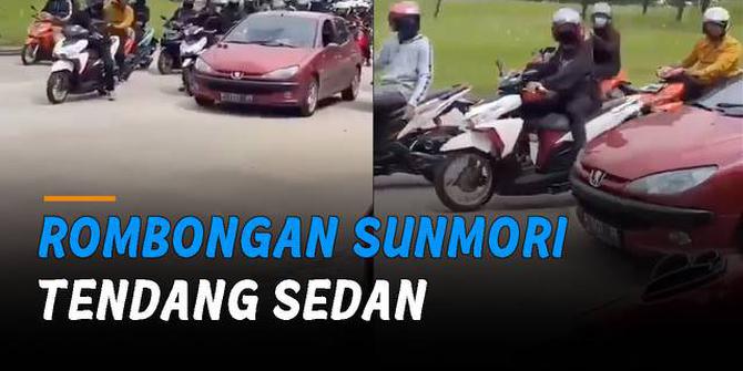 VIDEO: Viral Rombongan Sunmori Motor Matic Tendang Sedan di Bogor