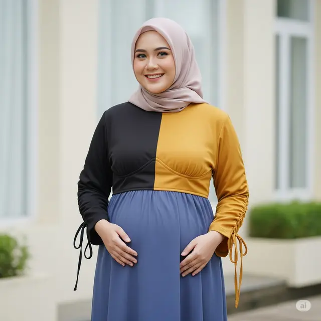 Model Gamis untuk Perut Besar. Foto: Gemini