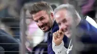 David Beckham terlihat selama babak pertama pertandingan MLS antara Inter Miami CF dan New York City FC di Chase Stadium pada 22 Februari 2025 di Fort Lauderdale, Florida. (Rich Storry/Getty Images via AFP)