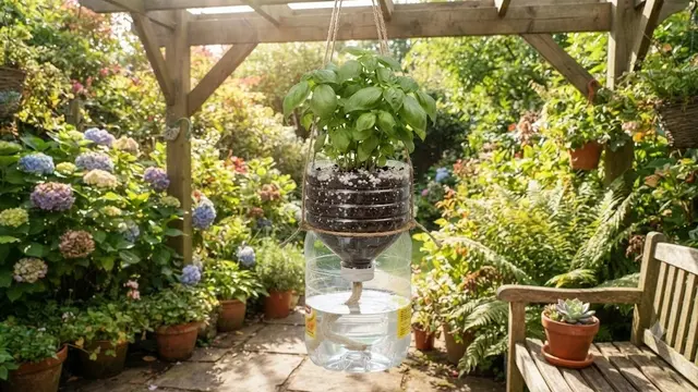 Pot Gantung dengan Sistem Self Watering (AI Generated)