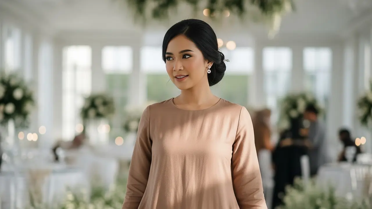 Bahan Gamis Polos yang Adem dan Jatuh untuk Kondangan 2025 (Image by Gemini AI)